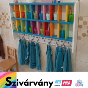 SZIVÁRVÁNY Fogmosópohár Polc Törölköző Tartóval 10 pohárhelyes